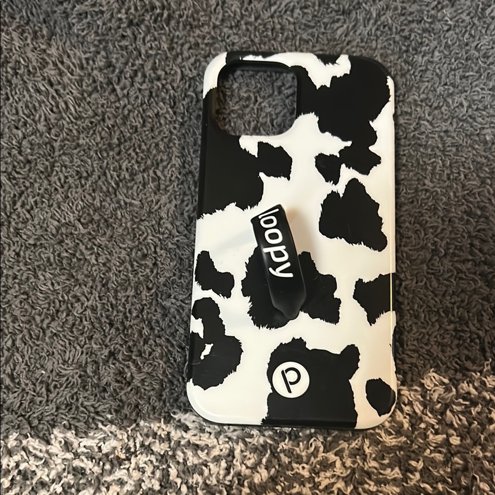 Loopy Case Monochrome Cow Pattern Phone Cover